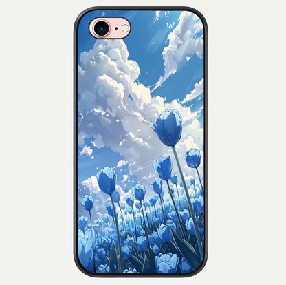 Blue Tulip Clouds Glass Case For iPhone 6 Plus by Custom World