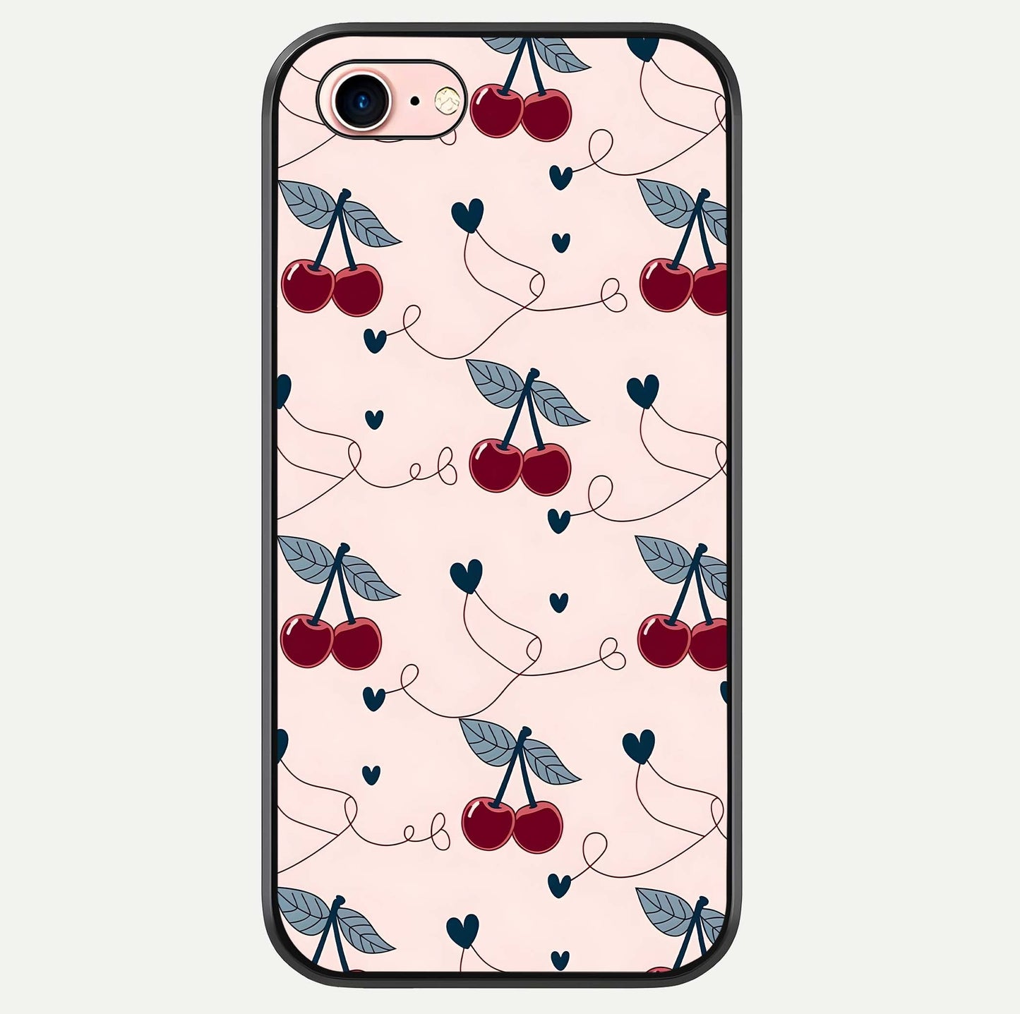 Cherry Heart Line Glass Case For iPhone 6 Plus by Custom World