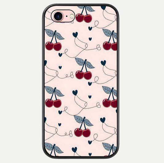Cherry Heart Line Glass Case For iPhone 6 Plus by Custom World