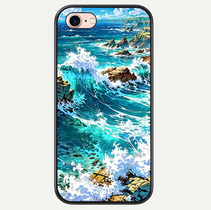 Coastal Blue Waves Glass Case For iPhone 6 Plus by Custom World