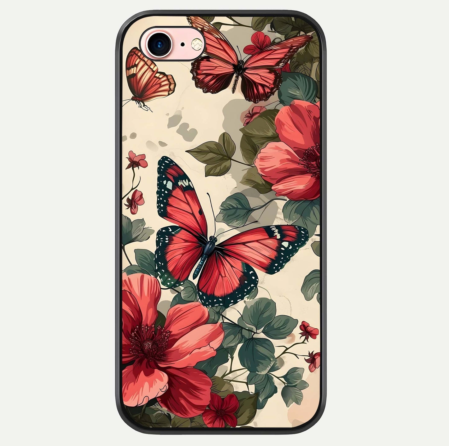 Crimson Butterfly Garden Glass Case For iPhone 6 Plus by Custom World
