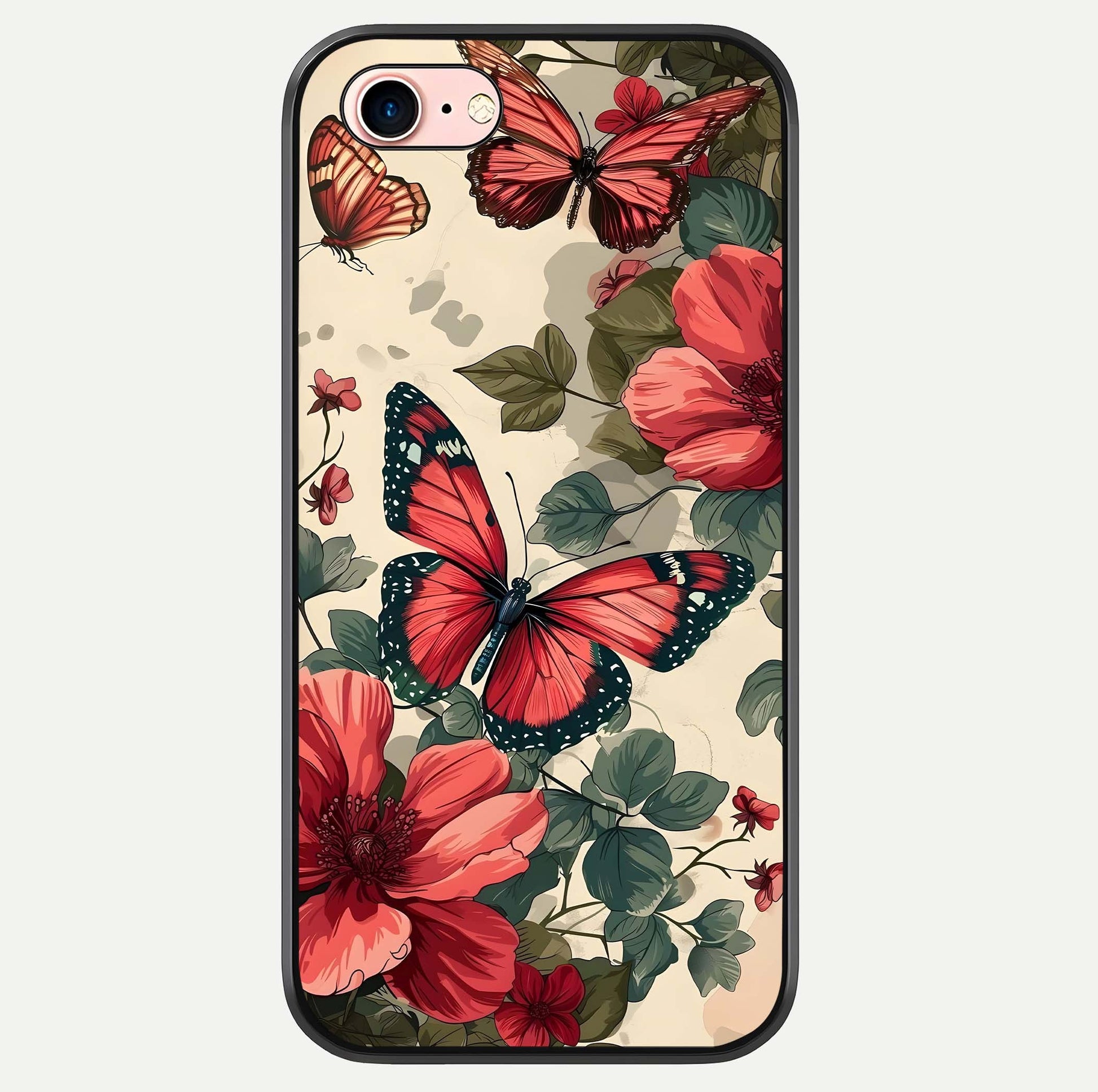 Crimson Butterfly Garden Glass Case For iPhone 6 Plus by Custom World