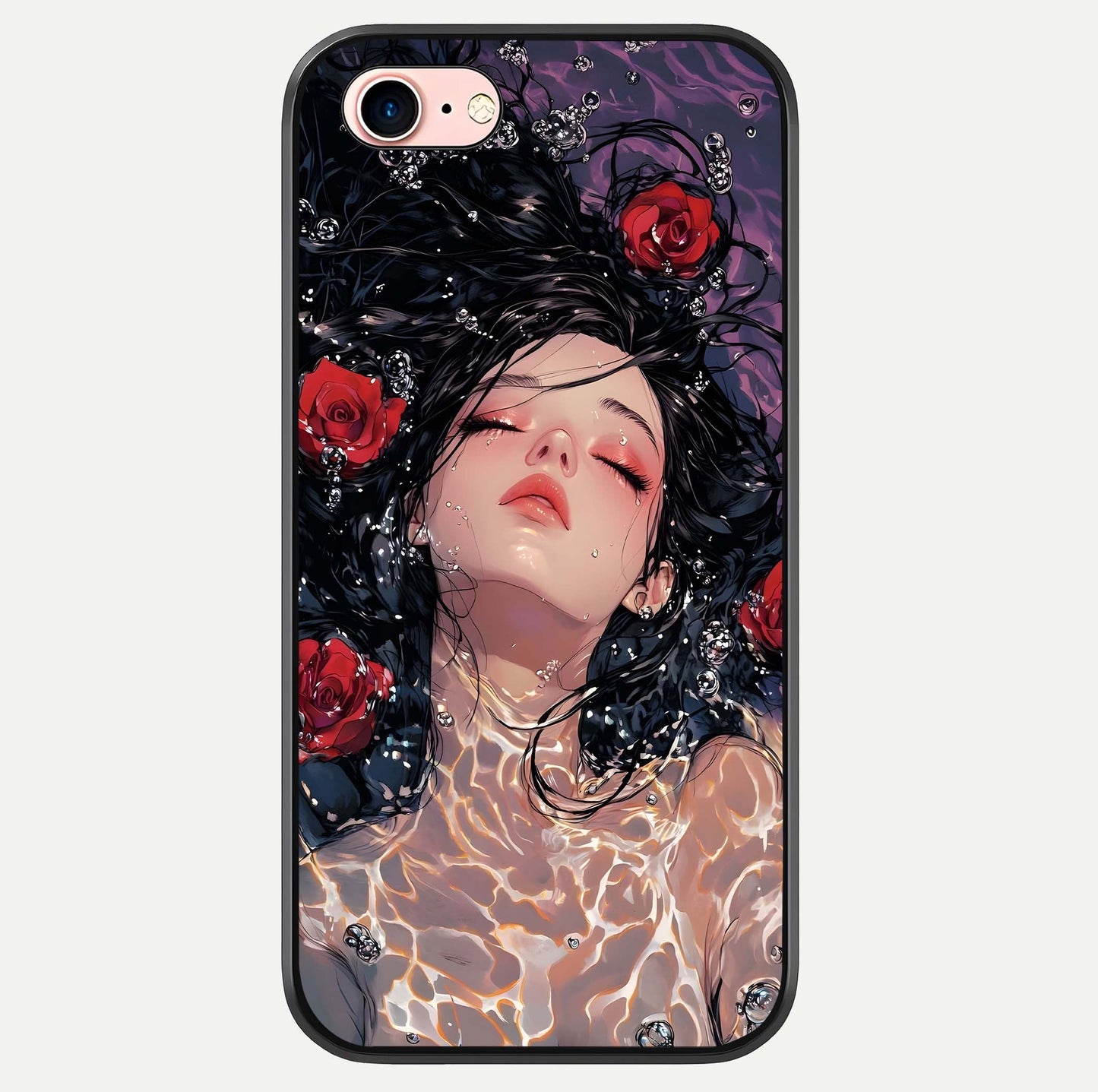 Crimson Rose Serenity Glass Case For iPhone 6 Plus by Custom World