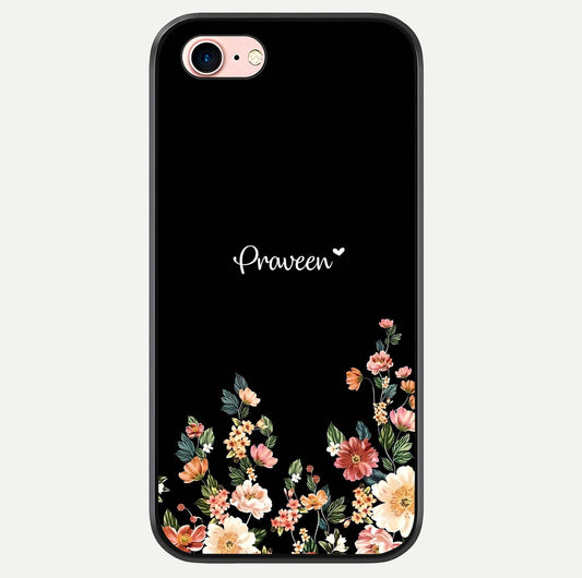Floral Design Personalized Custom Name Glass Case For iPhone 6 Plus by Custom World