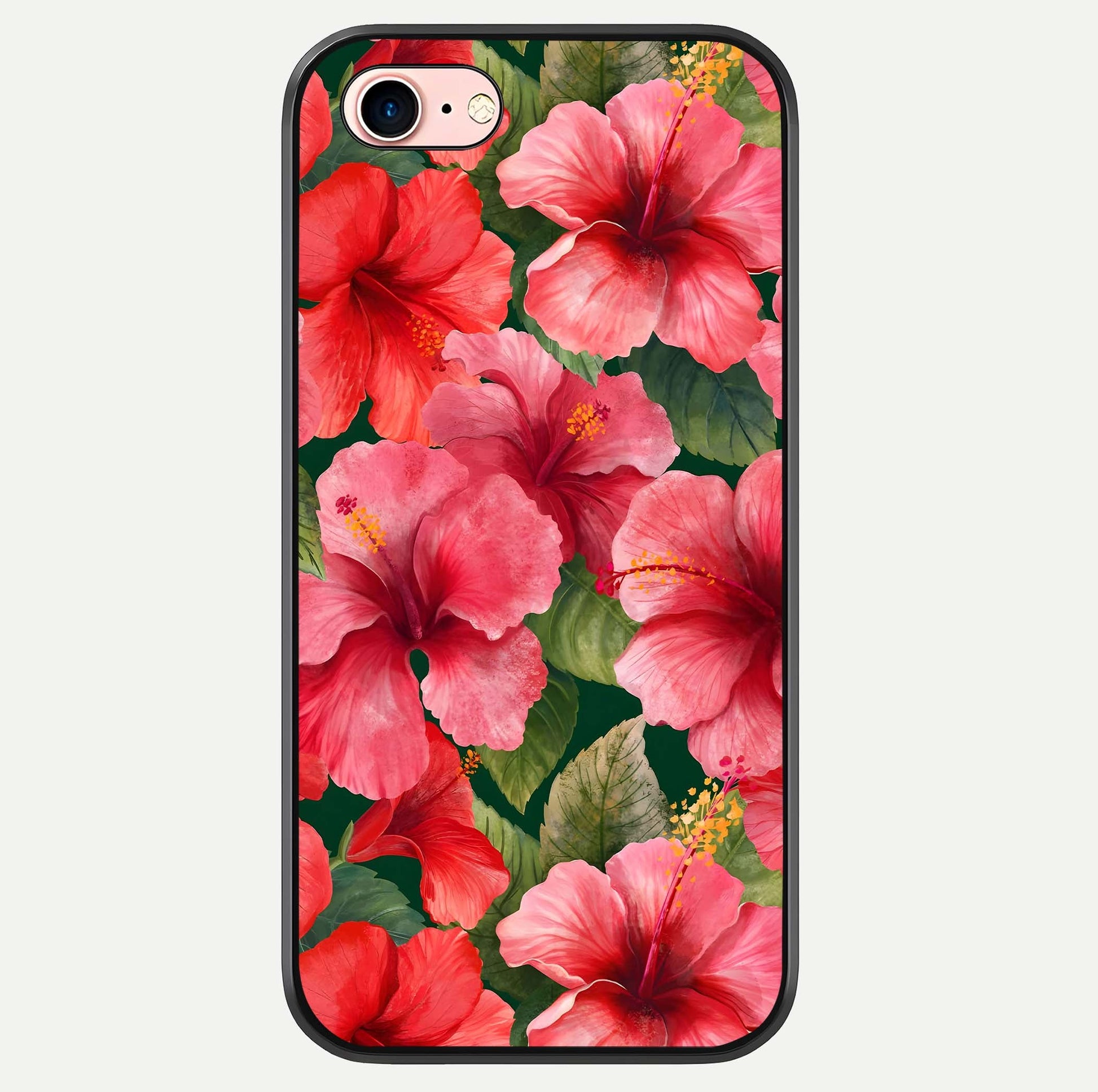 Hibiscus Pattern Glass Case For iPhone 6 Plus by Custom World