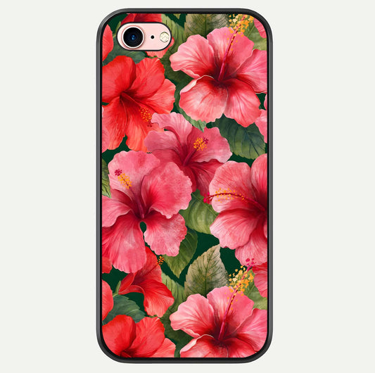 Hibiscus Pattern Glass Case For iPhone 6 Plus by Custom World