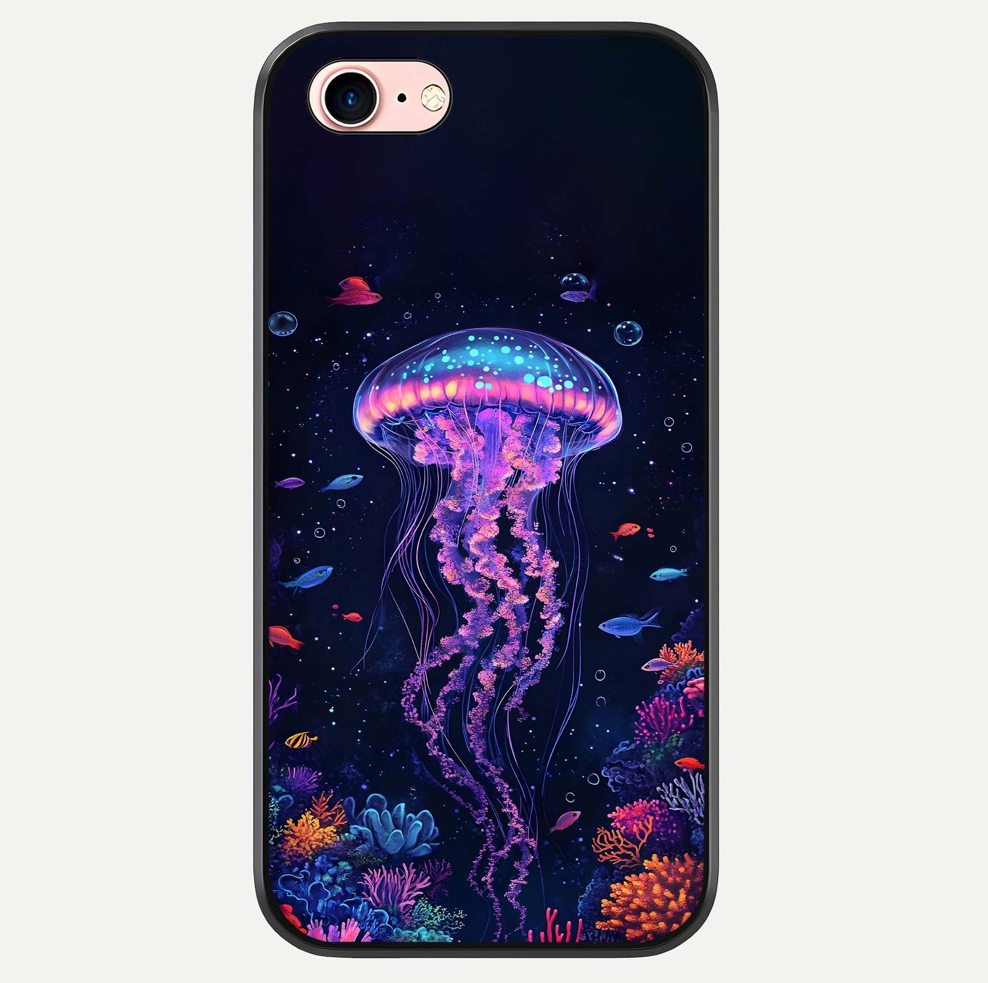 Neon Jellyfish Glass Case For iPhone 6 Plus by Custom World