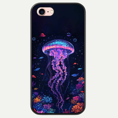 Neon Jellyfish Glass Case For iPhone 6 Plus by Custom World
