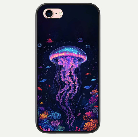 Neon Jellyfish Glass Case For iPhone 6 Plus by Custom World