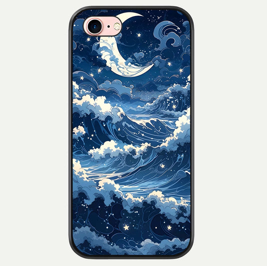 Ocean Moon Waves Glass Case For iPhone 6 Plus by Custom World