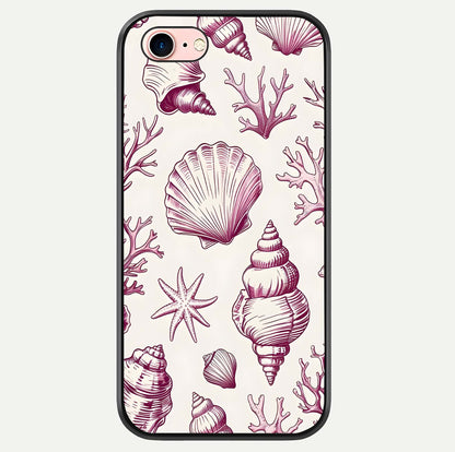 Pink Shells Outline Glass Case For iPhone 6 Plus by Custom World
