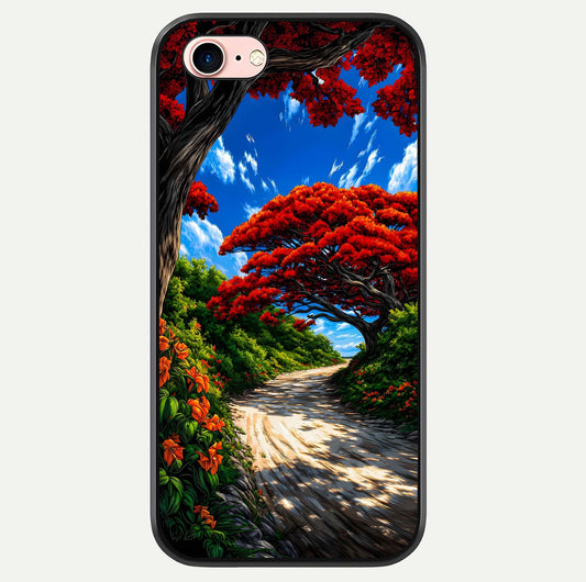 Red Trees Pathway Glass Case For iPhone 6 Plus by Custom World