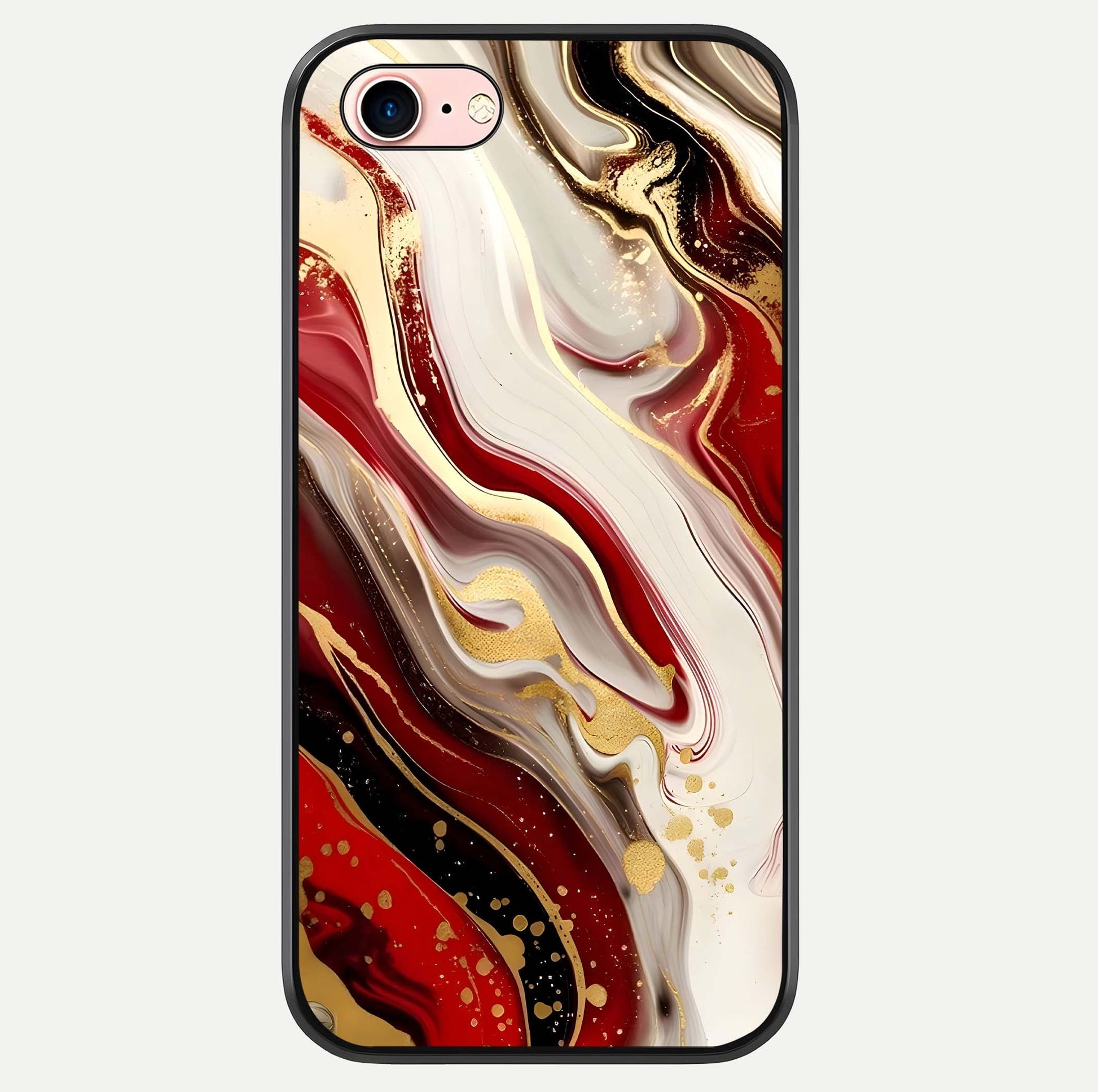 Red & White Marble Glass Case For iPhone 6 Plus by Custom World