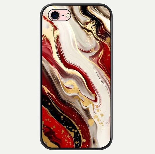 Red & White Marble Glass Case For iPhone 6 Plus by Custom World