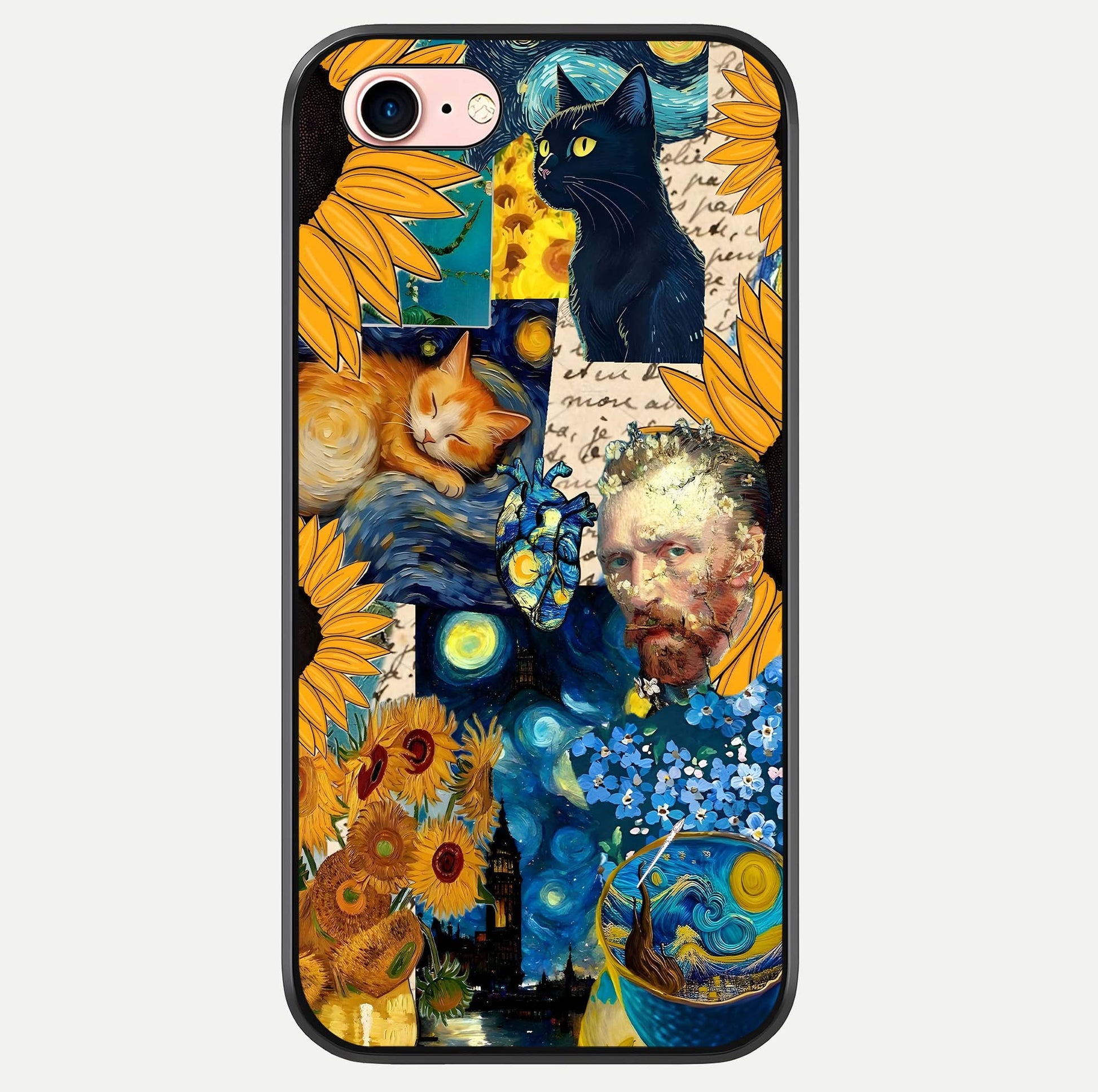 Sunflower Cat Art Glass Case For iPhone 6 Plus by Custom World