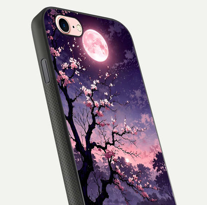 Blossom Pink Moon Glass Case for iPhone 16 Pro close-up shot showing pink tones, moon highlight, and reflection gloss