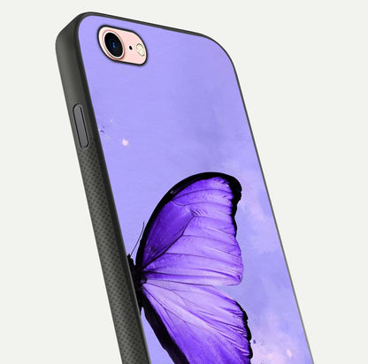 Violet Dream Wing Glass Case for iPhone 16 Pro close-up angled shot highlighting wing texture and reflection