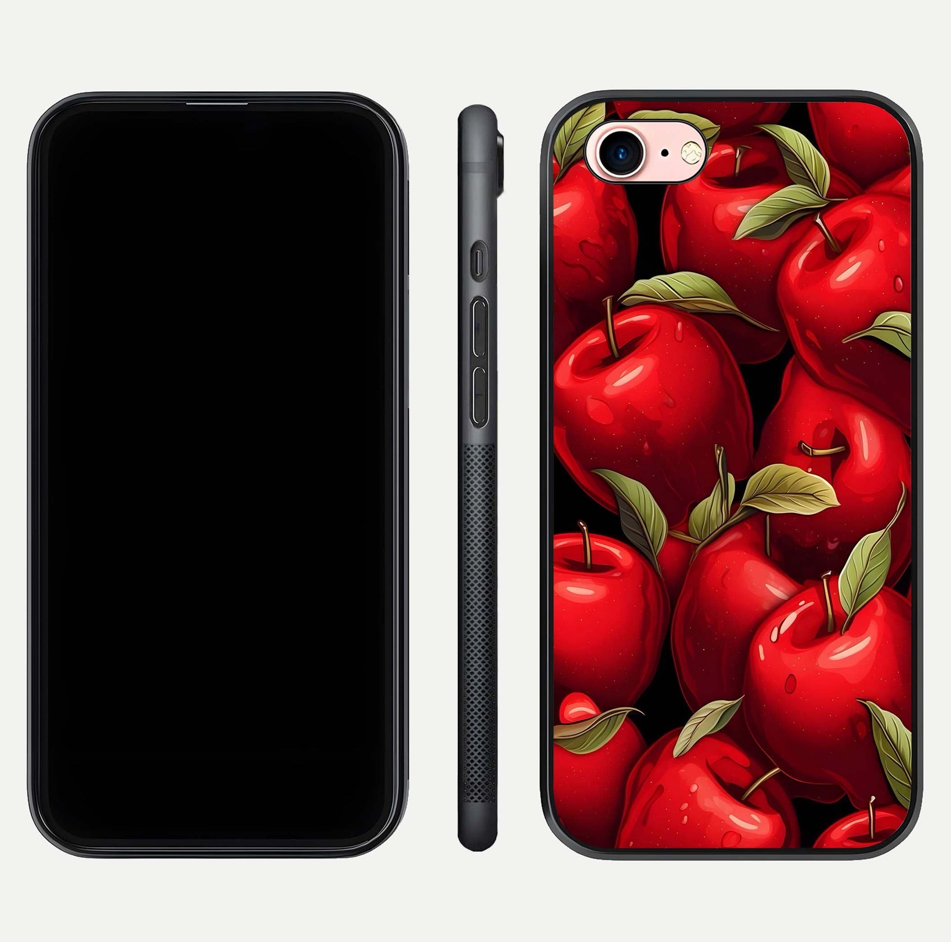 Apple Pattern Glass Case for iPhone 16 Pro front and back layout highlighting clean lines and protective glass finish