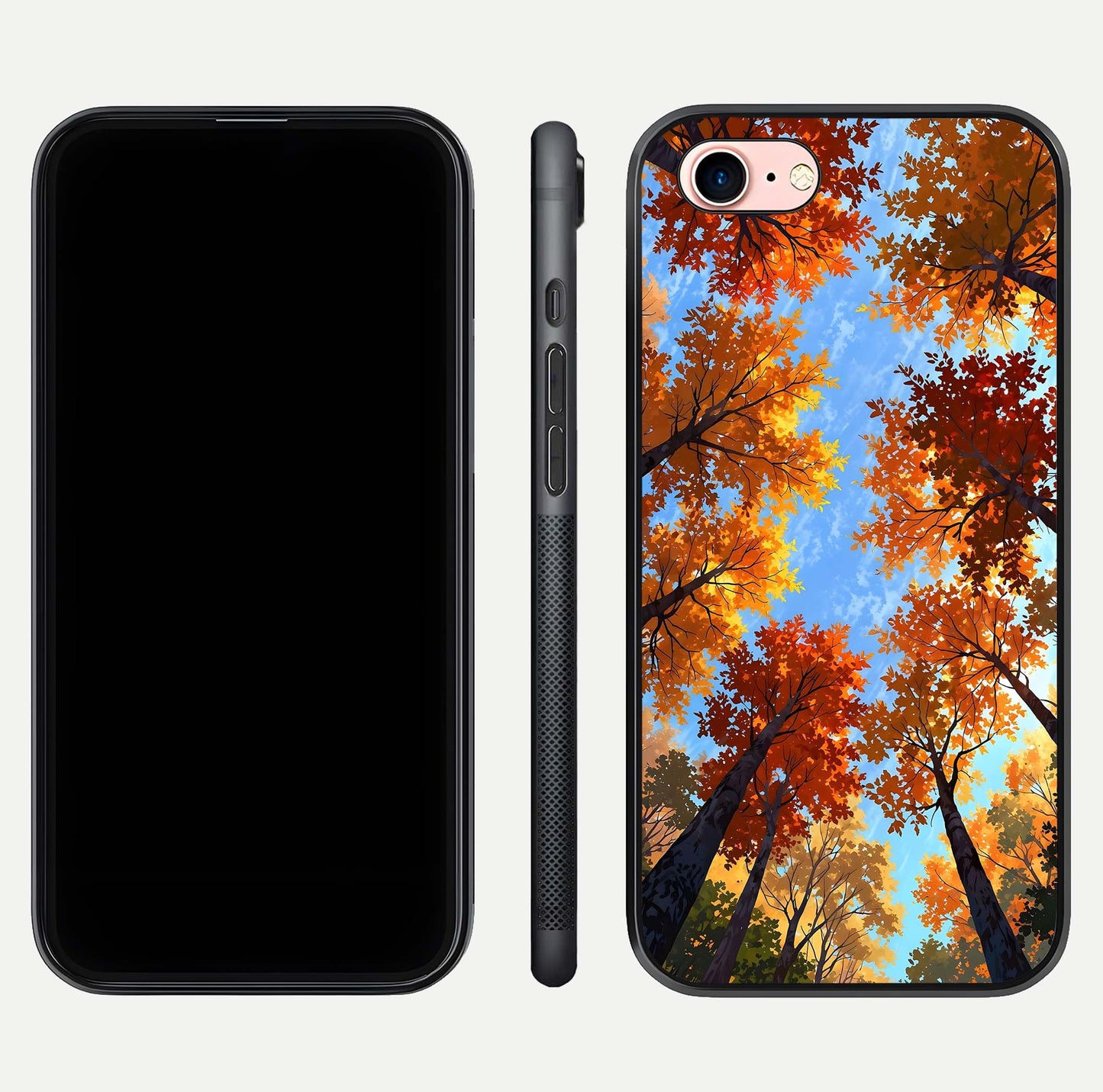 Autumn Sky Rise Glass Case for iPhone 16 Pro front and back layout showing sky print and edge smoothness