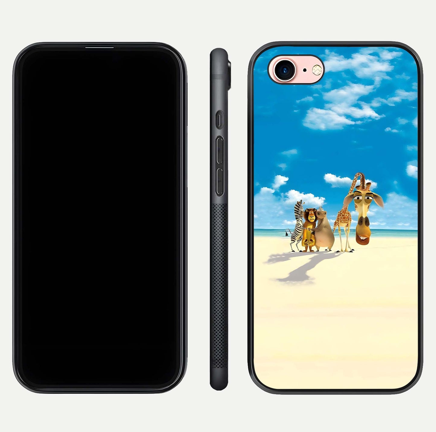 Tropical Fun Squad Glass Case for iPhone 16 Pro front & back layout showing fun pattern and smooth edges