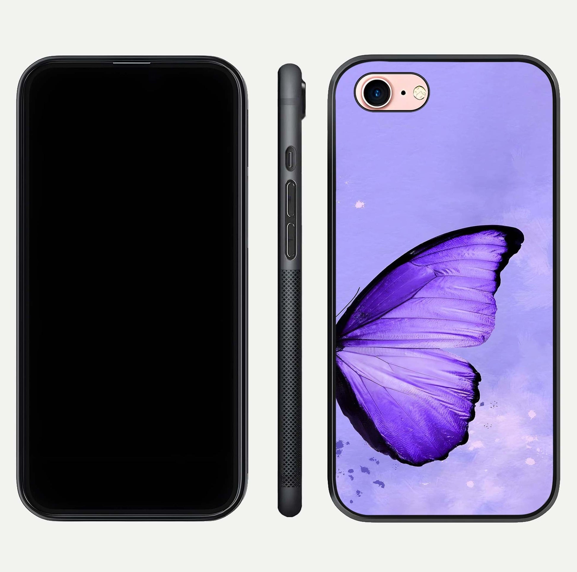 Violet Dream Wing Glass Case for iPhone 16 Pro front & back layout showing violet tones and smooth edges