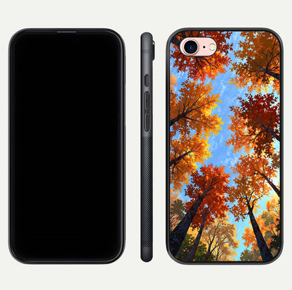 Autumn Sky Rise Glass Case for iPhone 6 Plus front and back layout showing sky print and edge smoothness