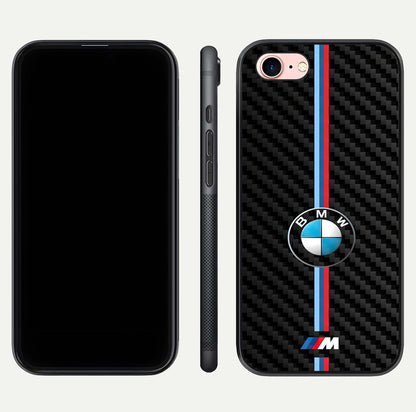 BMW Pattern Glass Case for iPhone 6 Plus front-and-back layout displaying car-themed art and premium glass gloss