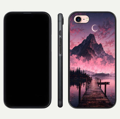 Beautyful Mountain View Glass Case for iPhone 6 Plus front and back layout showcasing natural tones and clarity