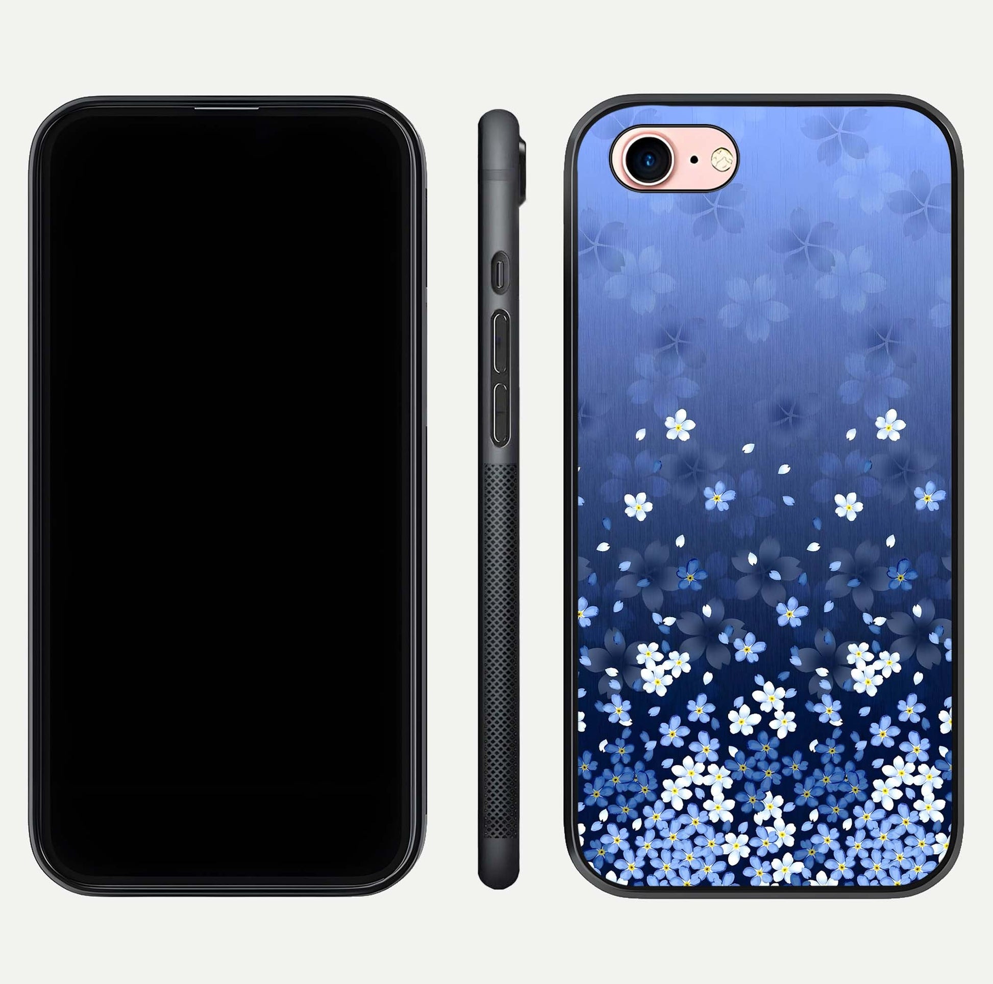 Blue Starry Glass Case for iPhone 6 Plus dual-view layout showing star spread and smooth edge shine