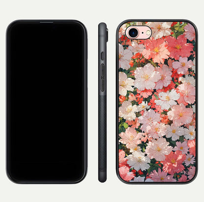 Blush Bloom Field Glass Case for iPhone 6 Plus dual-view layout showing bloom arrangement and protective frame