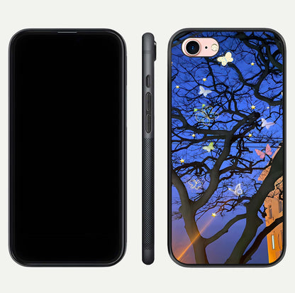 Butterfly Night Magic Glass Case for iPhone 6 Plus dual-view layout displaying balanced art and edge clarity
