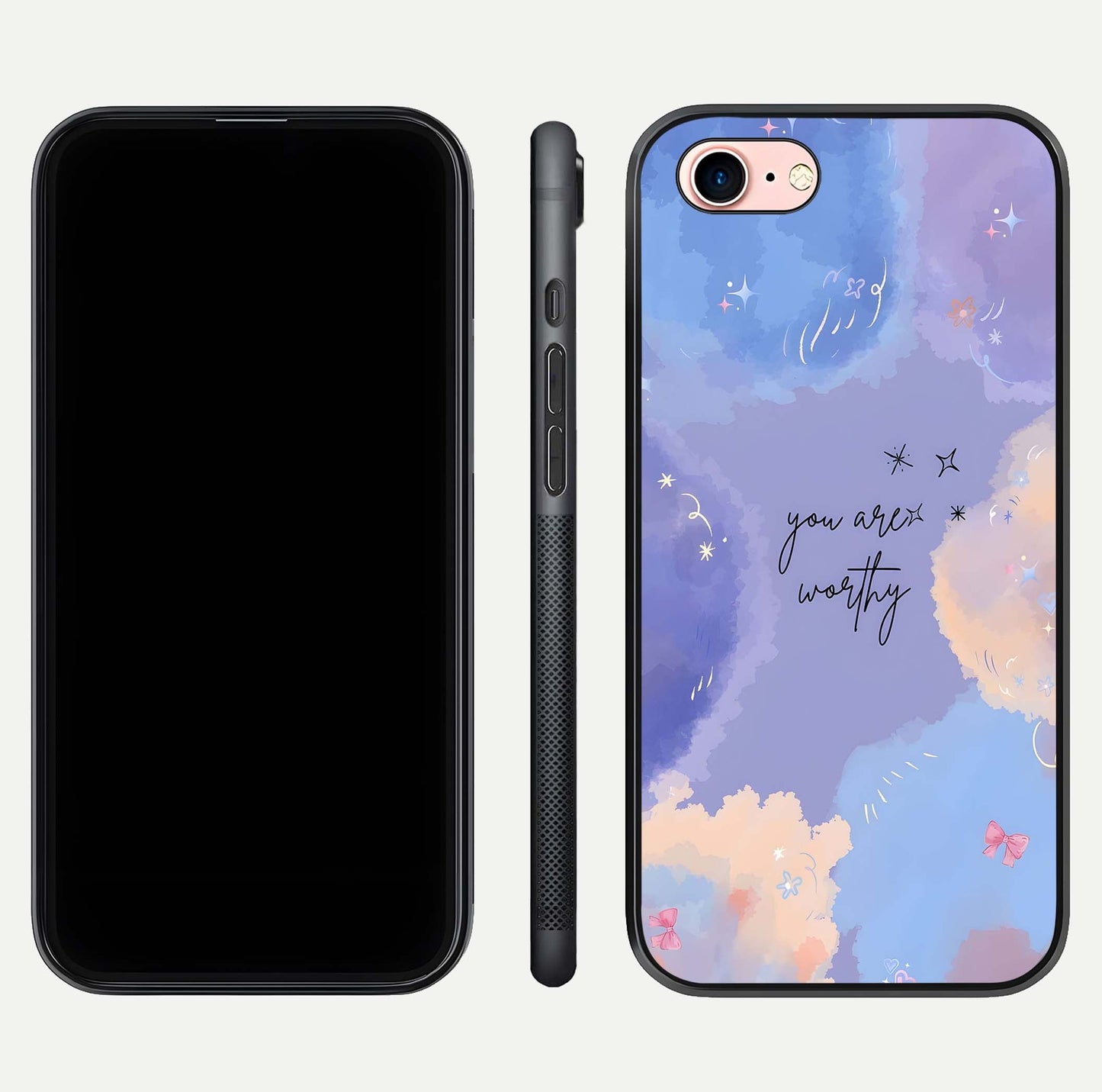 Celestial Cloud Magic Glass Case for iPhone 6 Plus dual-view layout showcasing soft color transition and gloss shine