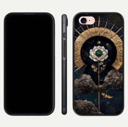 Celestial Lotus Morang Glass Case for iPhone 6 Plus dual-view layout displaying floral symmetry and polished edges