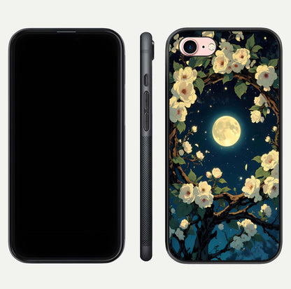 Celestial Moon & Flower Glass Case for iPhone 6 Plus dual-view layout showing balanced lunar art and gloss tone