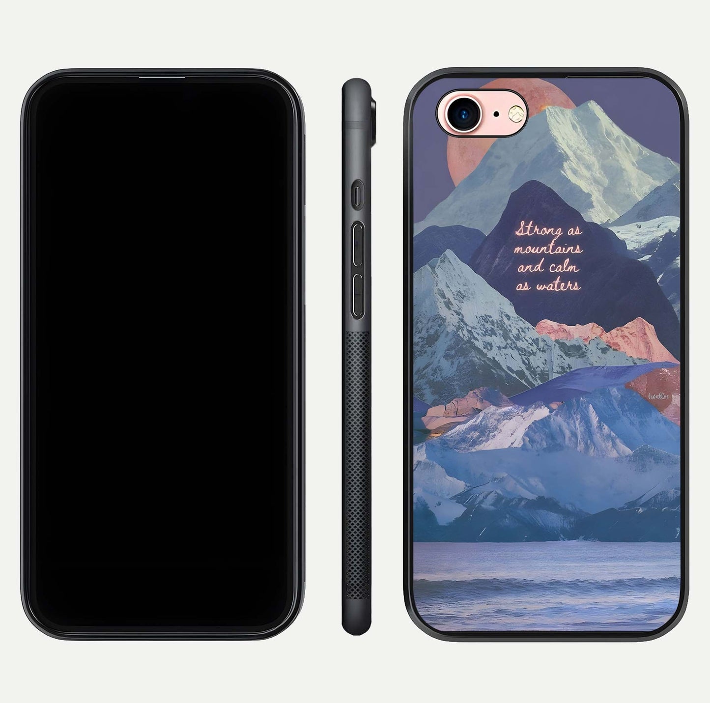 Celestial Mountain Calm Glass Case for iPhone 6 Plus dual-view layout displaying scenic tones and curved finish