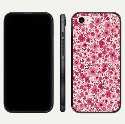 Cherry Blossom Charm Glass Case for iPhone 6 Plus dual-view layout showing elegant floral balance and HD gloss
