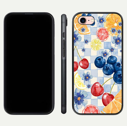 Citrus Bloom Joy Glass Case for iPhone 6 Plus dual-view layout displaying colorful print and smooth edges