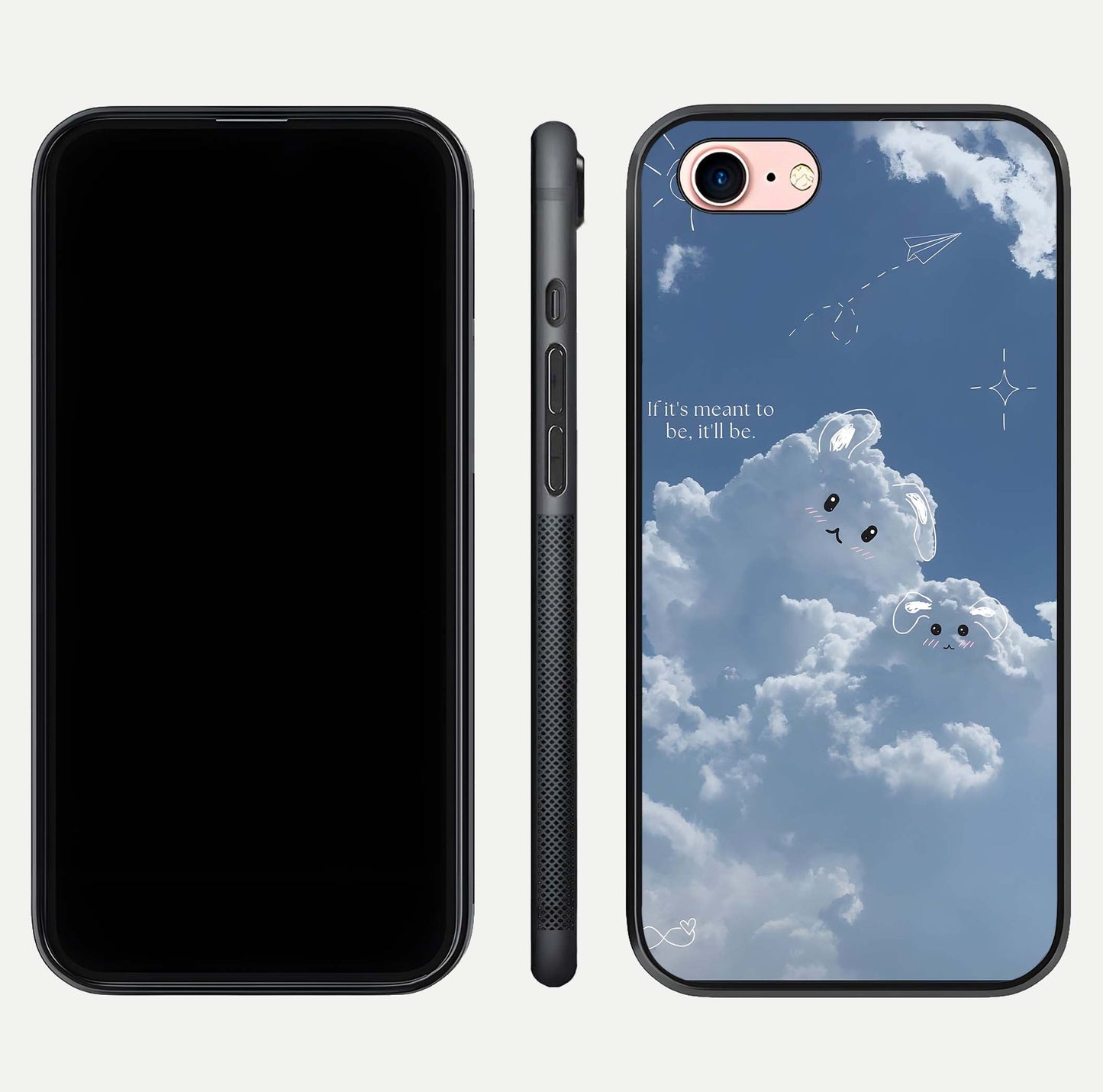 Cloud Bunny Dreams Glass Case for iPhone 6 Plus dual-view layout displaying aesthetic tones and smooth polish