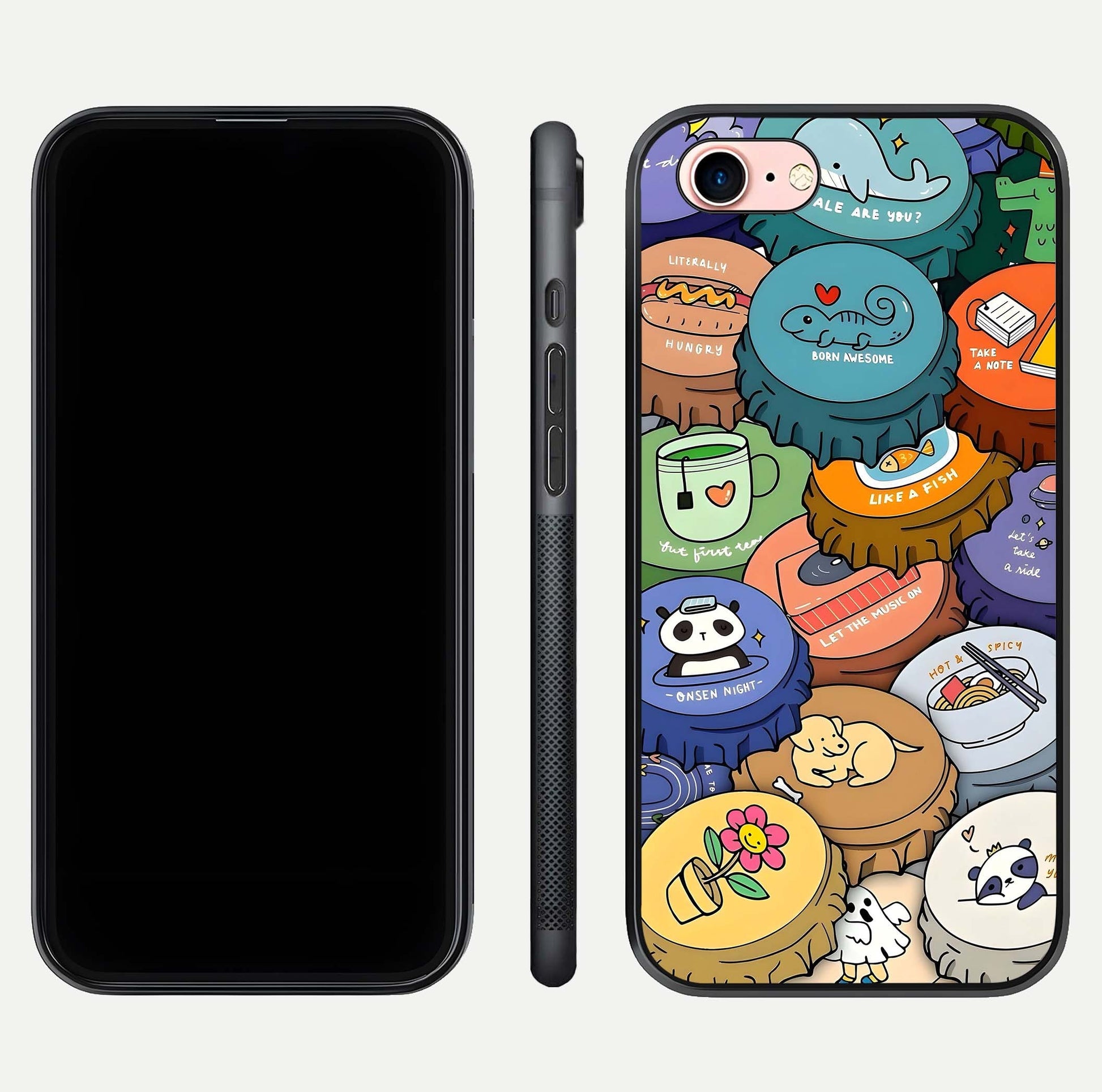 Coins Patterns Glass Case for iPhone 6 Plus dual-view layout displaying elegant art and glass clarity