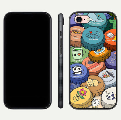 Coins Patterns Glass Case for iPhone 6 Plus dual-view layout displaying elegant art and glass clarity
