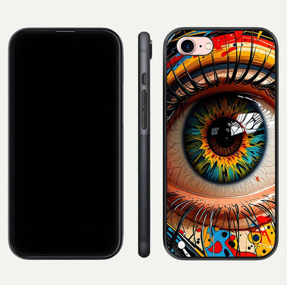Colorful Eye Glass Case for iPhone 6 Plus dual-view layout displaying vivid tones and smooth glass edges