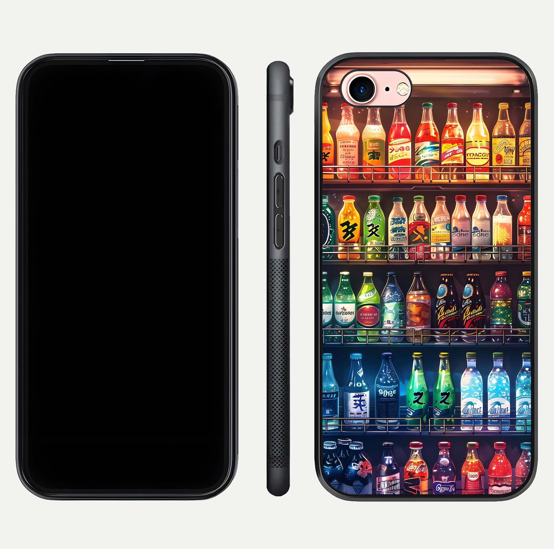 Colorful Soda Bottles Glass Case for iPhone 6 Plus dual-view layout displaying playful tones and gloss clarity