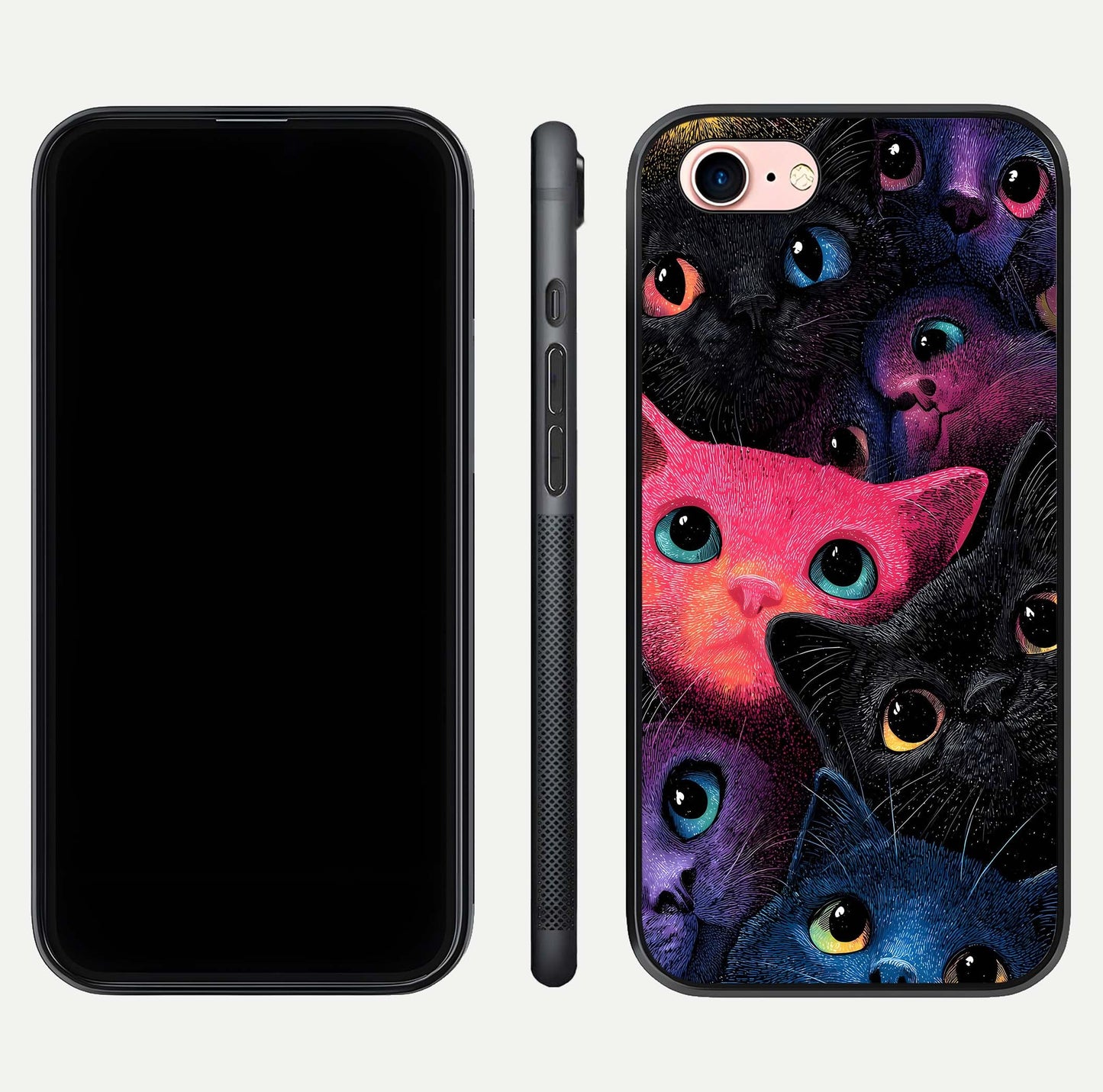 Cosmic Cats Dreams Glass Case for iPhone 6 Plus dual-view layout displaying HD print and glossy shine