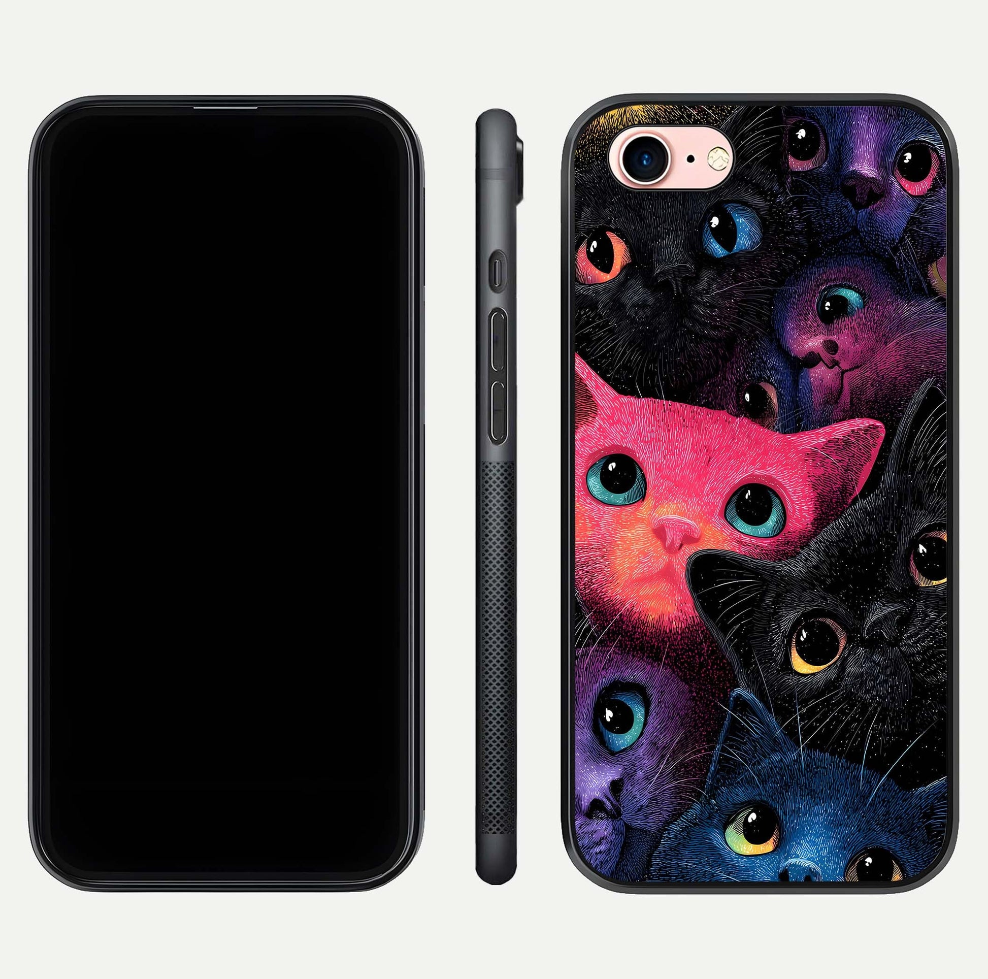 Cosmic Cats Dreams Glass Case for iPhone 6 Plus dual-view layout displaying HD print and glossy shine