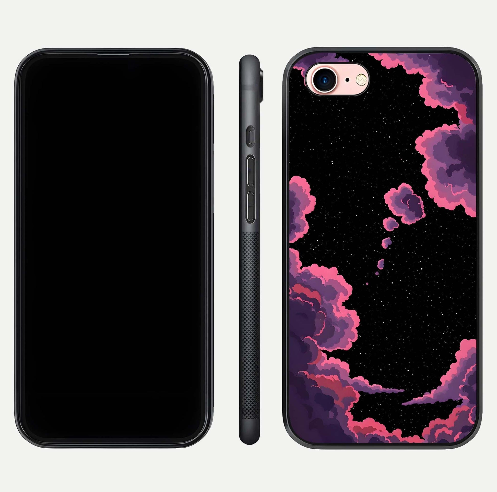 Cosmic Cloud Journey Glass Case for iPhone 6 Plus dual-view layout displaying celestial tones and edge clarity