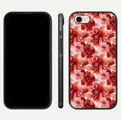 Crimson Love Petals Glass Case for iPhone 6 Plus dual-view layout displaying floral charm and curved glass