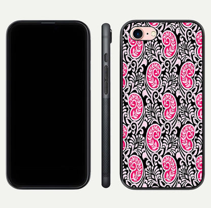 Crimson Paisley Charm Glass Case for iPhone 6 Plus dual-view layout displaying HD print and curved polish