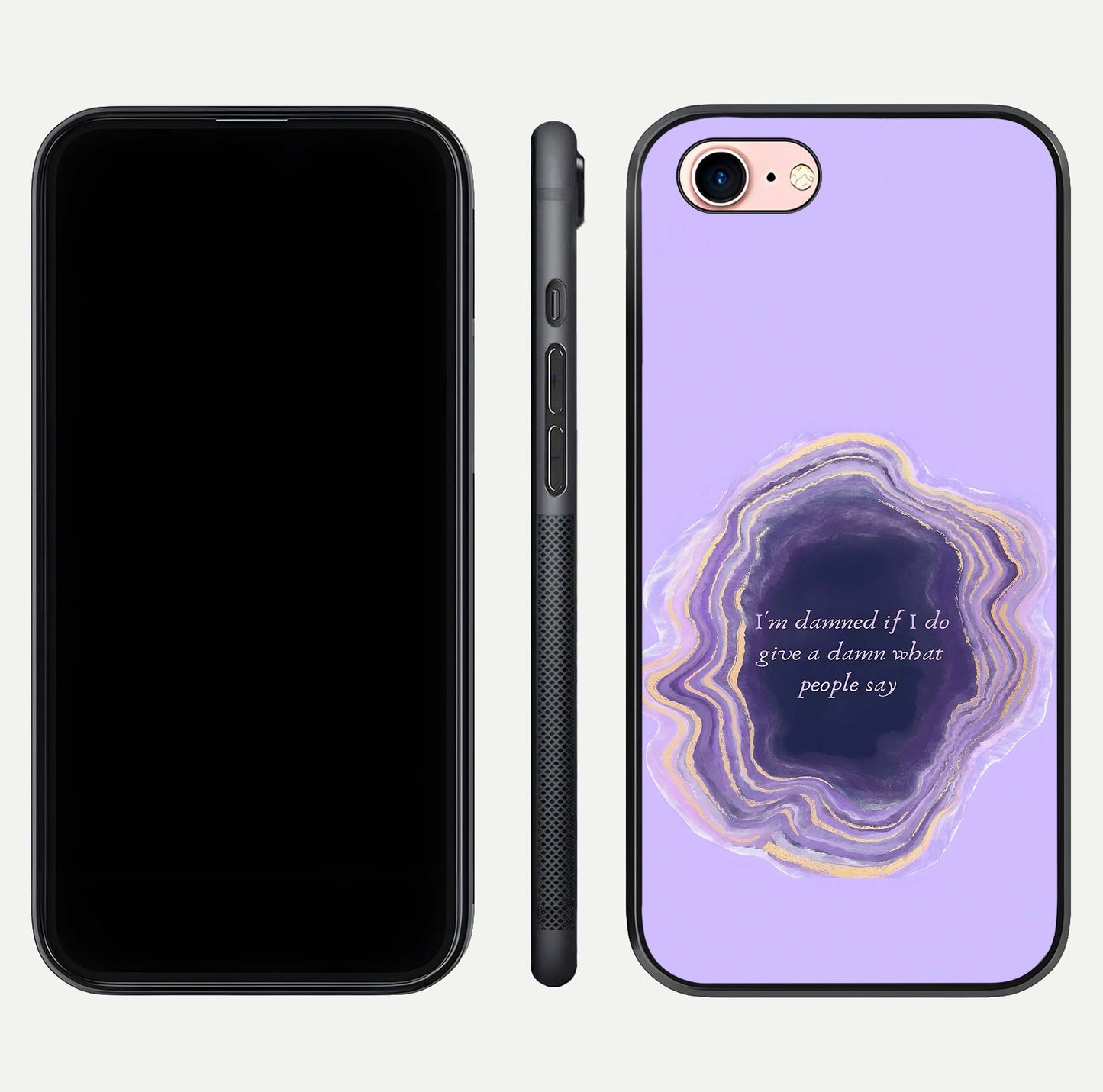 Damned People Quote Glass Case for iPhone 6 Plus dual-view layout displaying modern print and glass clarity