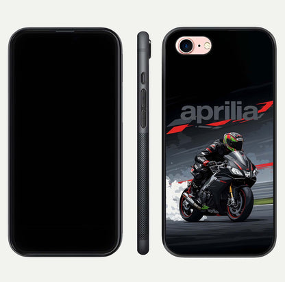 Dark Aprilla Glass Case for iPhone 6 Plus dual-view layout displaying sleek racing look and HD shine