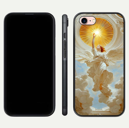 Divine Light Angel Glass Case for iPhone 6 Plus dual-view layout displaying celestial tones and smooth curves